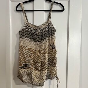 PrAna Safari Print Sinch Waist Lightweight Festival Tank Top Large